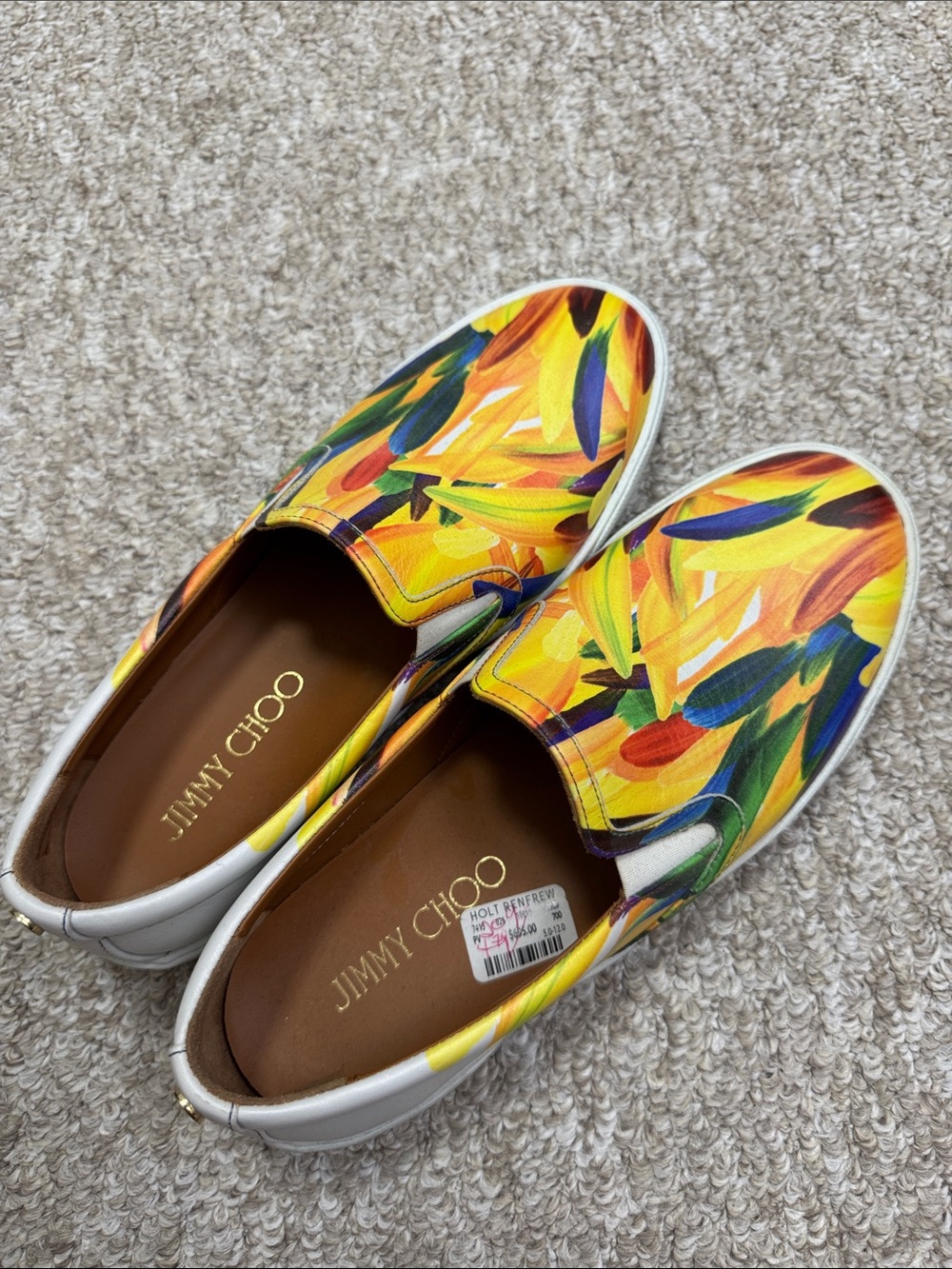 Jimmy Choo Yellow Multicolor Floral-Print Slip-On Sneakers